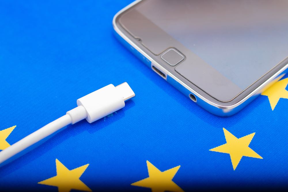 Smartphone with a charging cable