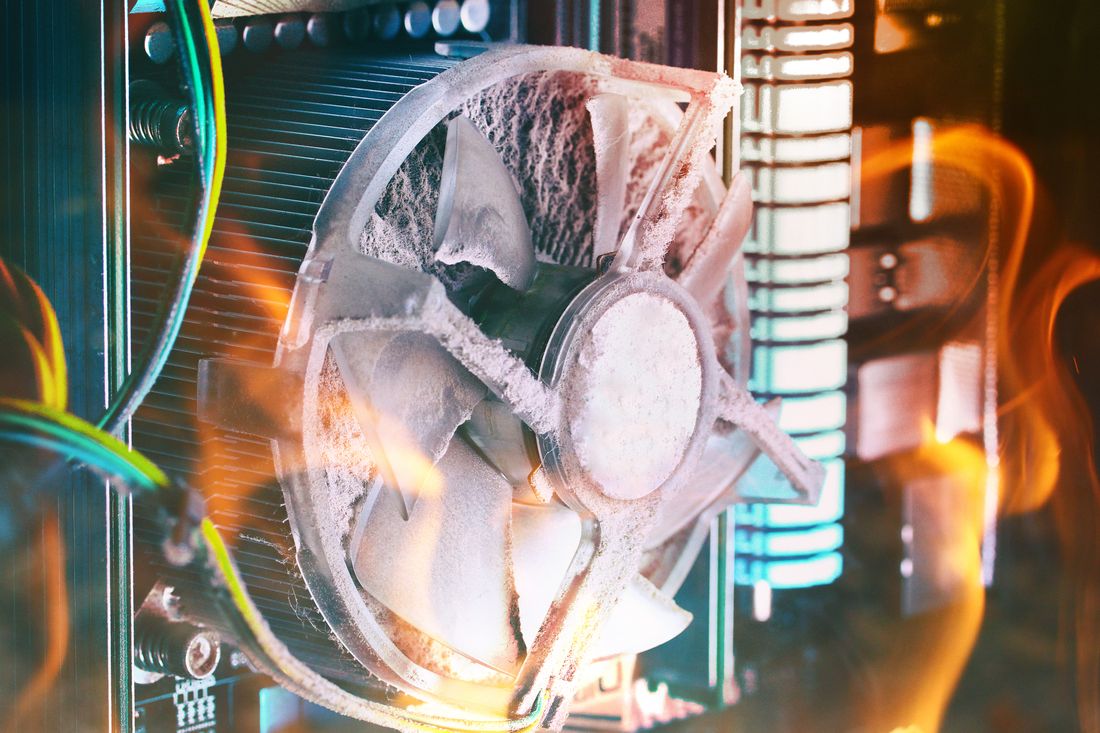 Cooling fan and heatsink inside a desktop computer